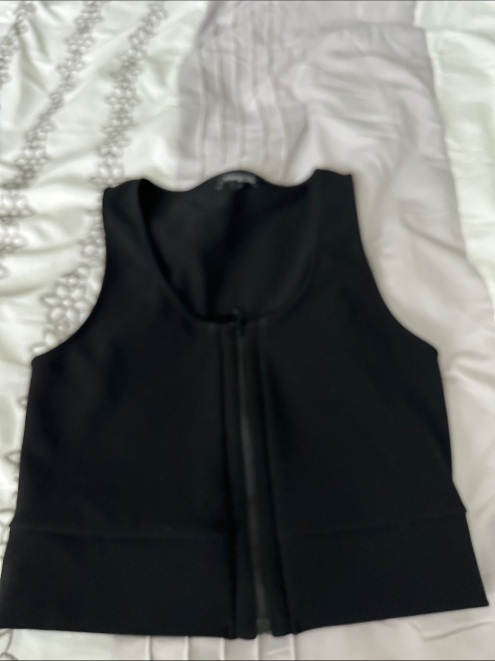 Express Black Sleeveless Zip-Front Tank